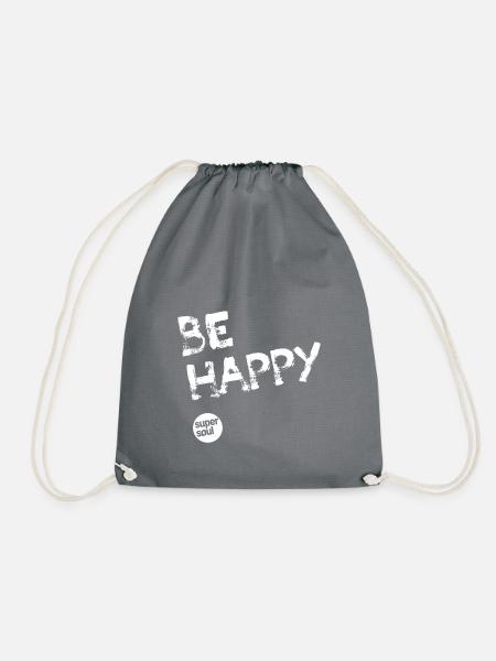 Supersoul Mindstyle Design "BE HAPPY" - Turnbeutel - Grau