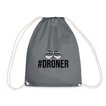 Retro Graphic Drone Flying Quadcopter Pilot RC Dro - Drawstring Bag - grey - Front