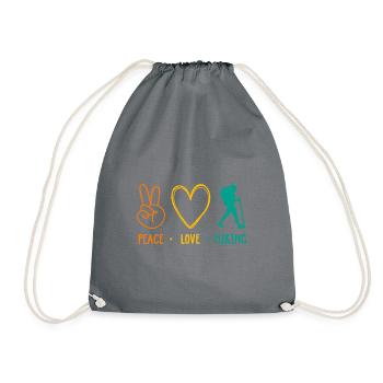 Peace Love Hiking Mountaineering Trekking Outdoor - Turnbeutel - Grau - Vorne