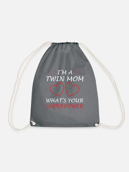 IM A TWIN MOM WHATS YOUR SUPERPOWER - Mutter - Shi - Turnbeutel - Grau