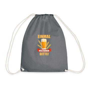Einmal volltanken bitte! Bier. Party. - Turnbeutel - Grau - Vorne