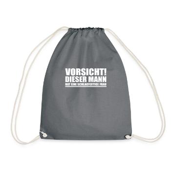 Herren Vorsicht habe eine verrückte Frau. Liebe - Turnbeutel - Grau - Vorne