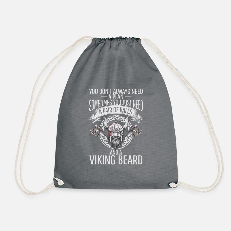 A Pair of Balls and a Viking Beard - Drawstring Bag - grey