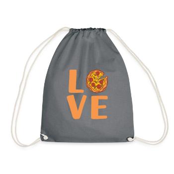 Snack Pizzalove Pizza Lover Geschenk - Turnbeutel - Grau - Vorne