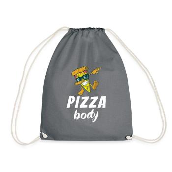 Snack Pizzalove Pizza Lover Geschenk - Turnbeutel - Grau - Vorne