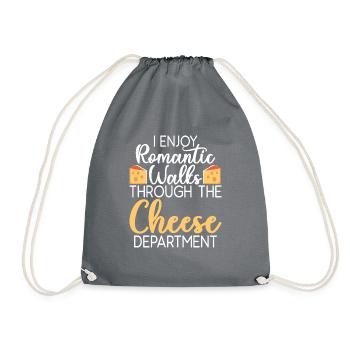 Snack Käse Liebhaber Käse Geschenk - Turnbeutel - Grau - Vorne