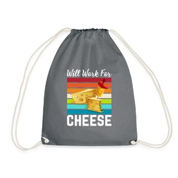Snack Käse Liebhaber Käse Geschenk - Turnbeutel - Grau - Vorne