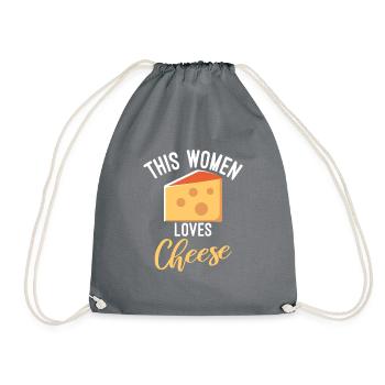 Snack Käse Liebhaber Käse Geschenk - Turnbeutel - Grau - Vorne