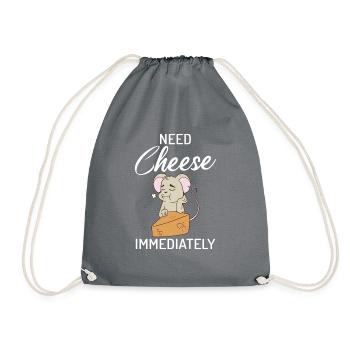 Snack Käse Liebhaber Käse Geschenk - Turnbeutel - Grau - Vorne