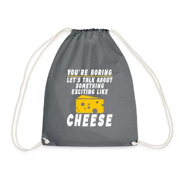 Snack Käse Liebhaber Käse Geschenk - Turnbeutel - Grau - Vorne
