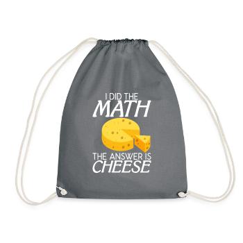 Snack Käse Liebhaber Käse Geschenk - Turnbeutel - Grau - Vorne