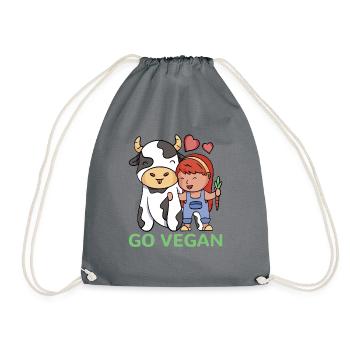 Veggie Lover Vegan Gift - Drawstring Bag - grey - Front