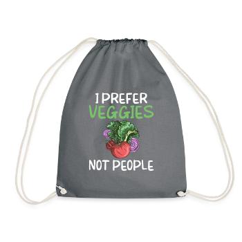 Veggie Lover Vegan Gift - Drawstring Bag - grey - Front