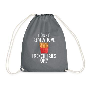 French Fries Lover Fast Food Gifts - Drawstring Bag - grey - Front