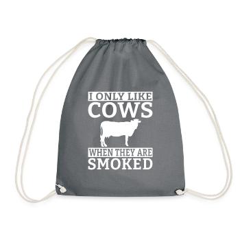 BBQ Grill Rindfleisch Liebhaber Geschenke - Turnbeutel - Grau - Vorne