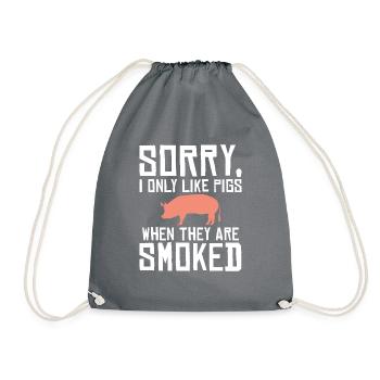 BBQ Grill Rindfleisch Liebhaber Geschenke - Turnbeutel - Grau - Vorne