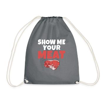 BBQ Grill Beef Meat Lovers Gifts - Drawstring Bag - grey - Front
