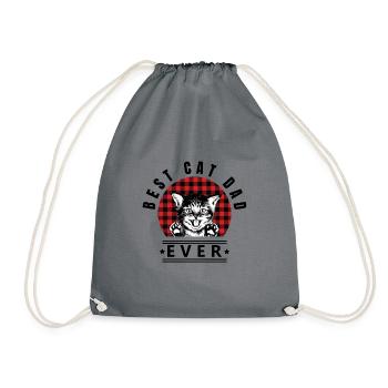 Best Cat Dad Ever Buffalo Plaid Check - Drawstring Bag - grey - Front