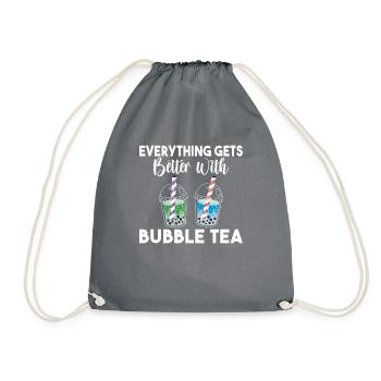 Bubble Tea Lover Gift - Drawstring Bag - grey - Front