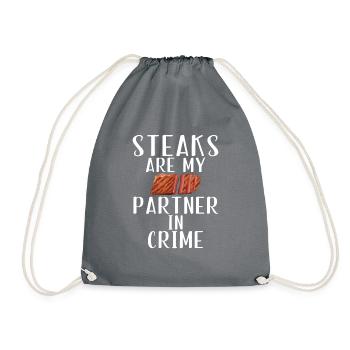 Steak Lover Steak Gift - Drawstring Bag - grey - Front