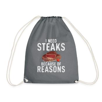 Steak Lover Steak Geschenk - Turnbeutel - Grau - Vorne