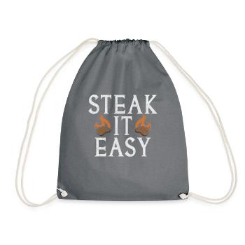 Steak Lover Steak Gift - Drawstring Bag - grey - Front