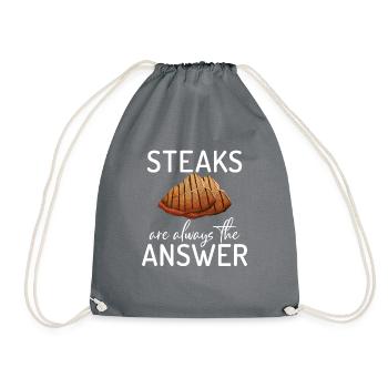 Steak Lover Steak Gift - Drawstring Bag - grey - Front