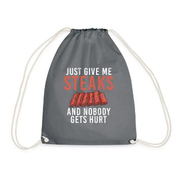Steak Lover Steak Gift - Drawstring Bag - grey - Front