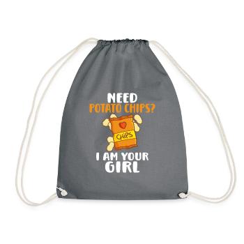 Potato Chips Gift - Drawstring Bag - grey - Front