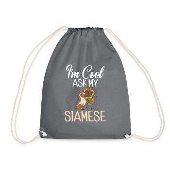 Cadeaux de chat siamois - Sac de sport léger - gris - Devant