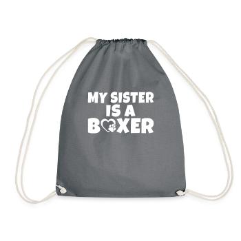 Boxer Hund Geschenke - Turnbeutel - Grau - Vorne