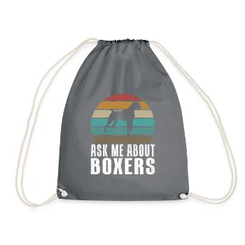 Boxer Dog Gifts - Drawstring Bag - grey - Front