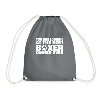 Boxer Hund Geschenke - Turnbeutel - Grau - Vorne