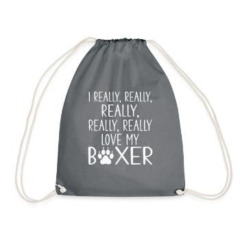 Boxer Hund Geschenke - Turnbeutel - Grau - Vorne