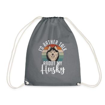 Husky-Hunde-Geschenke - Turnbeutel - Grau - Vorne