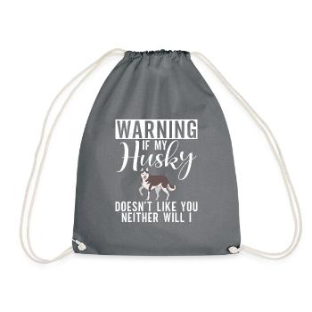 Husky-Hunde-Geschenke - Turnbeutel - Grau - Vorne