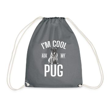 Pug Gifts for Pug Lovers - Drawstring Bag - grey - Front