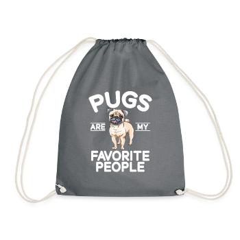 Pug Gifts for Pug Lovers - Drawstring Bag - grey - Front