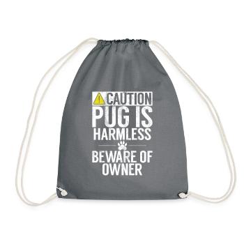 Pug Gifts for Pug Lovers - Drawstring Bag - grey - Front