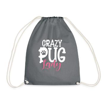 Pug Gifts for Pug Lovers - Drawstring Bag - grey - Front