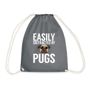 Pug Gifts for Pug Lovers - Drawstring Bag - grey - Front