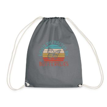 Butterfly Lover Gifts - Drawstring Bag - grey - Front