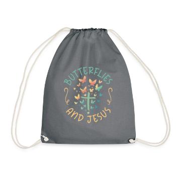 Butterfly Lover Gifts - Drawstring Bag - grey - Front