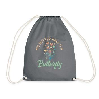 Butterfly Lover Gifts - Drawstring Bag - grey - Front