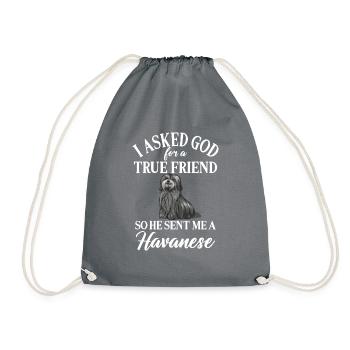 Gifts for Havanese Dog Lovers - Drawstring Bag - grey - Front