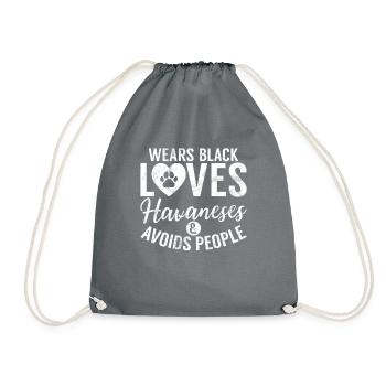 Gifts for Havanese Dog Lovers - Drawstring Bag - grey - Front