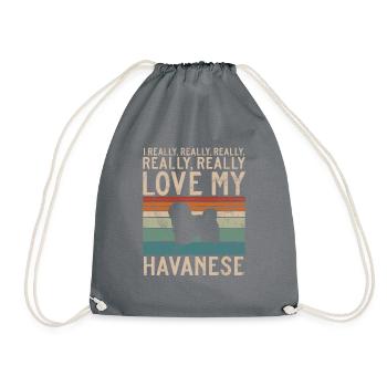 Gifts for Havanese Dog Lovers - Drawstring Bag - grey - Front