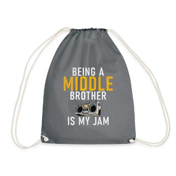 Middle Brother Gifts - Drawstring Bag - grey - Front