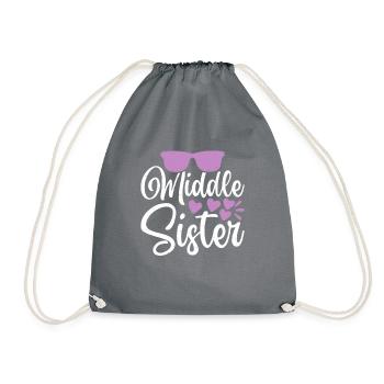 Middle Sister Gifts - Drawstring Bag - grey - Front