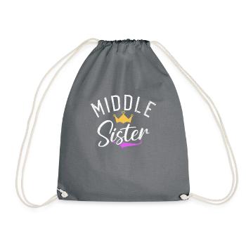 Middle Sister Gifts - Drawstring Bag - grey - Front